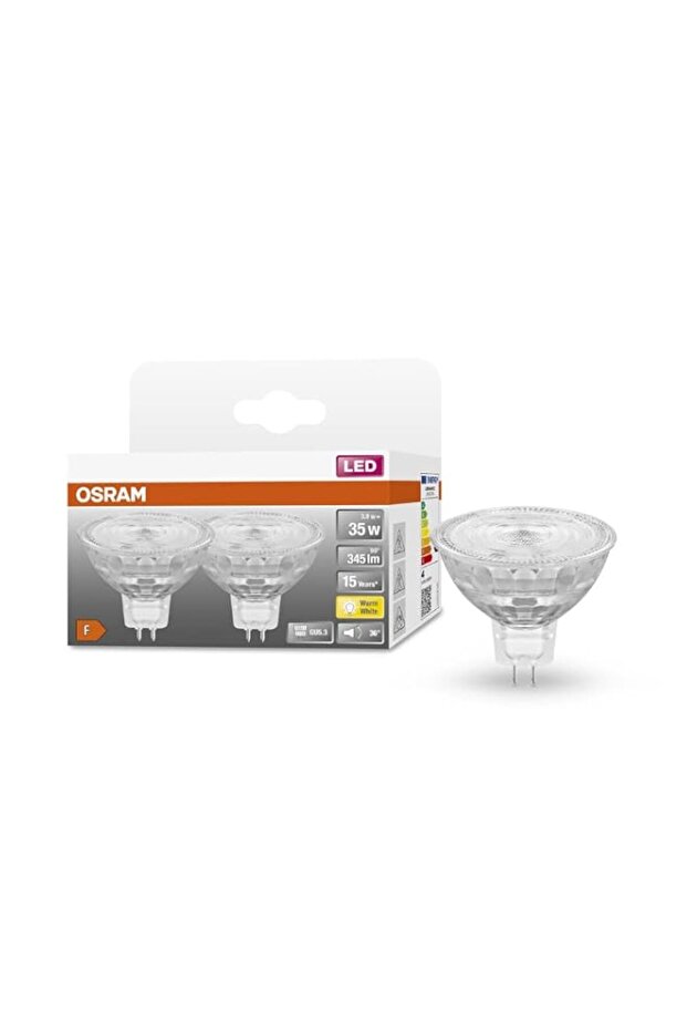 OSRAM Star Reflector LED lamp, GU5.3-Base Clear Glass,Warm White (2700K), 345 Lumen, 35W-Replacement, Non-dimmable, 2-Pack