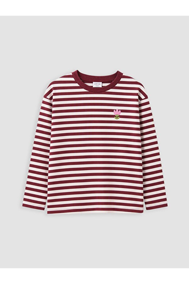 Quality Parts from Çelebi Store Zero Roba Collar Embroidered Striped Girl's T-Shirt