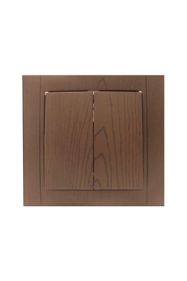 Comtec Anemon Double switch, recessed, frame included, oak