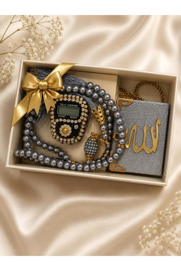 Pearl Prayer Beads, Zikirmatik and Mini Quran Set