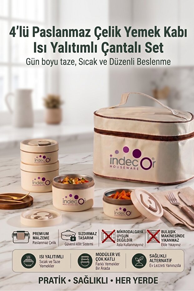 4-Piece Vacuum Lunch Box with Thermal Insulated Bag, Food Thermos, Lunch Box, Lunch Bag