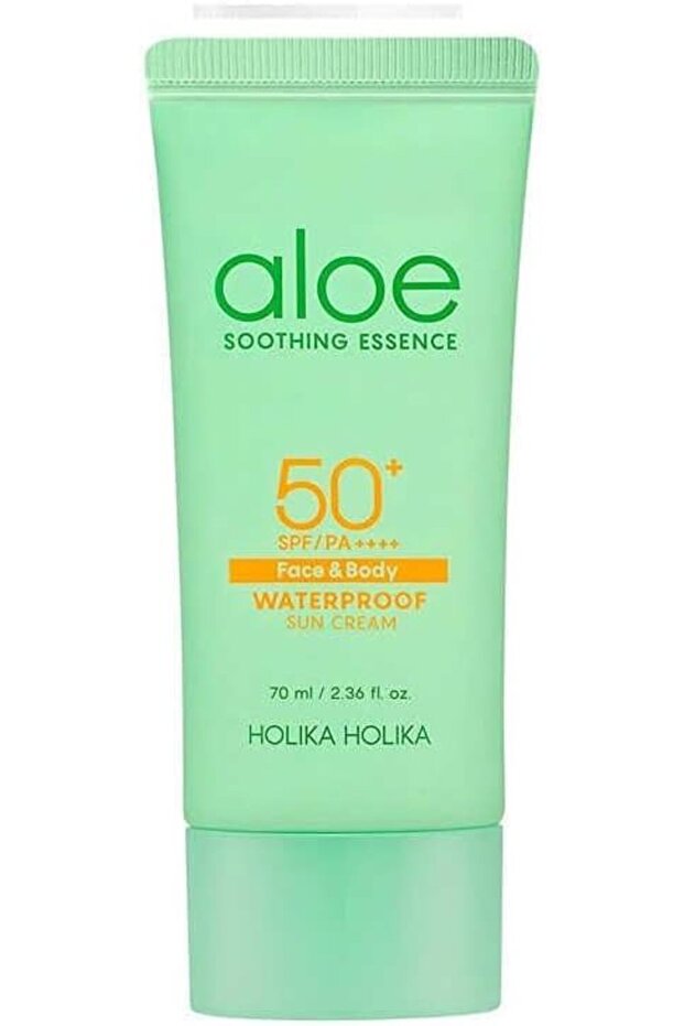 Aloe Waterproof Sun Cream 70ml - Mild, Soft, Moisturizing, Non-sticky, No White Cast, Aloin Free Sun Screen protect UV ray SPF 50+ PA++++