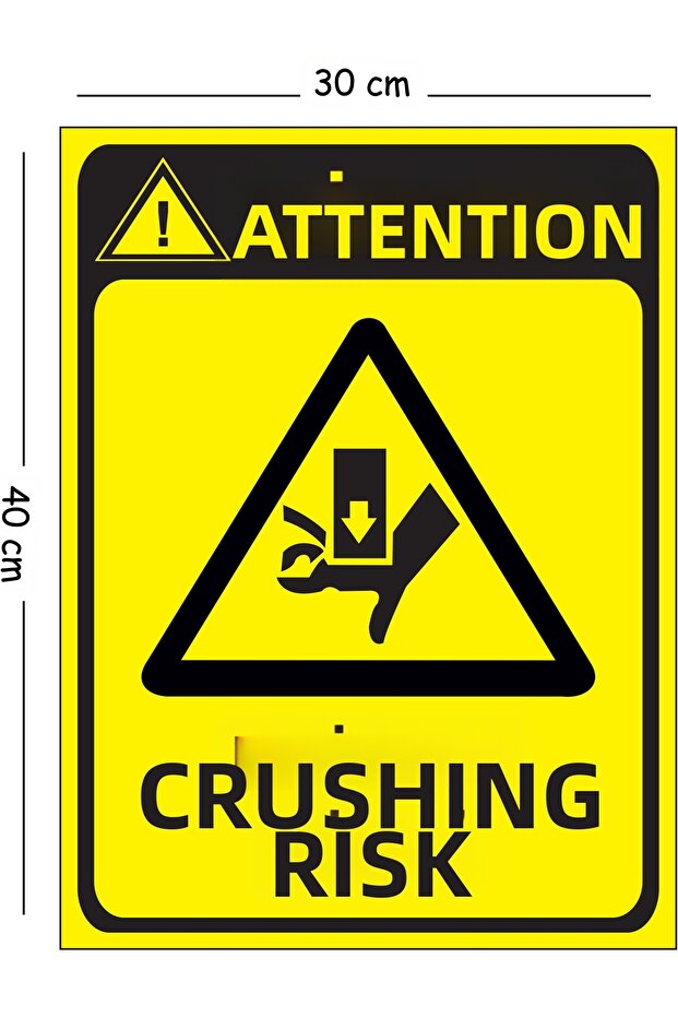 Metal Attention Risk of Crushing 30X40 cm A3 Warning Work Safety Sign