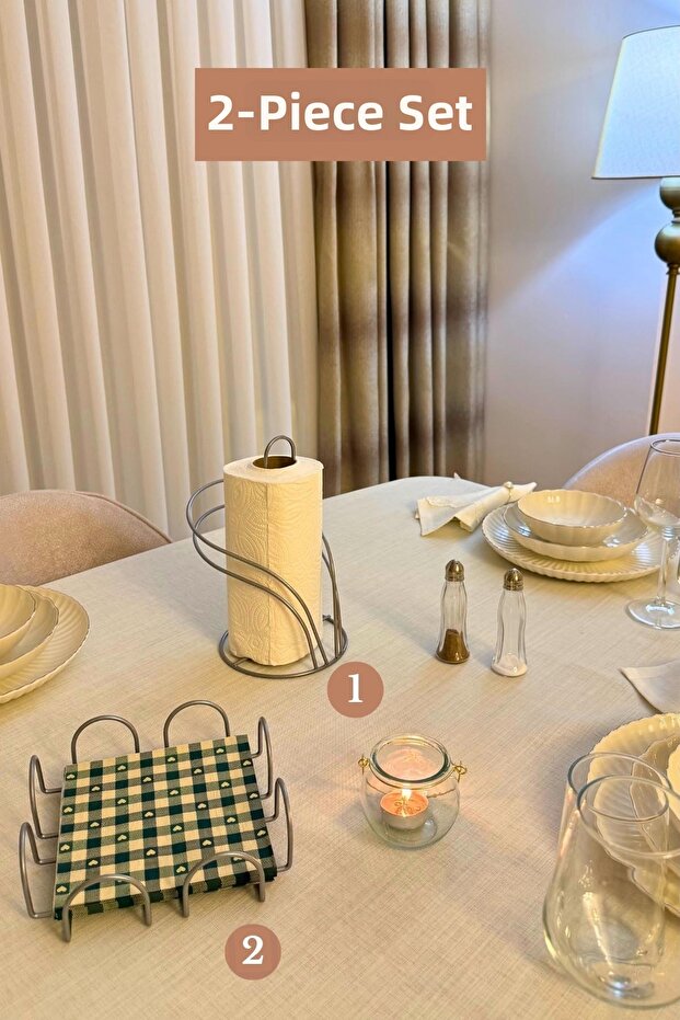 Set of 2 Matte Silver Swan Napkin Holders Square Napkin Holders Kitchen Set