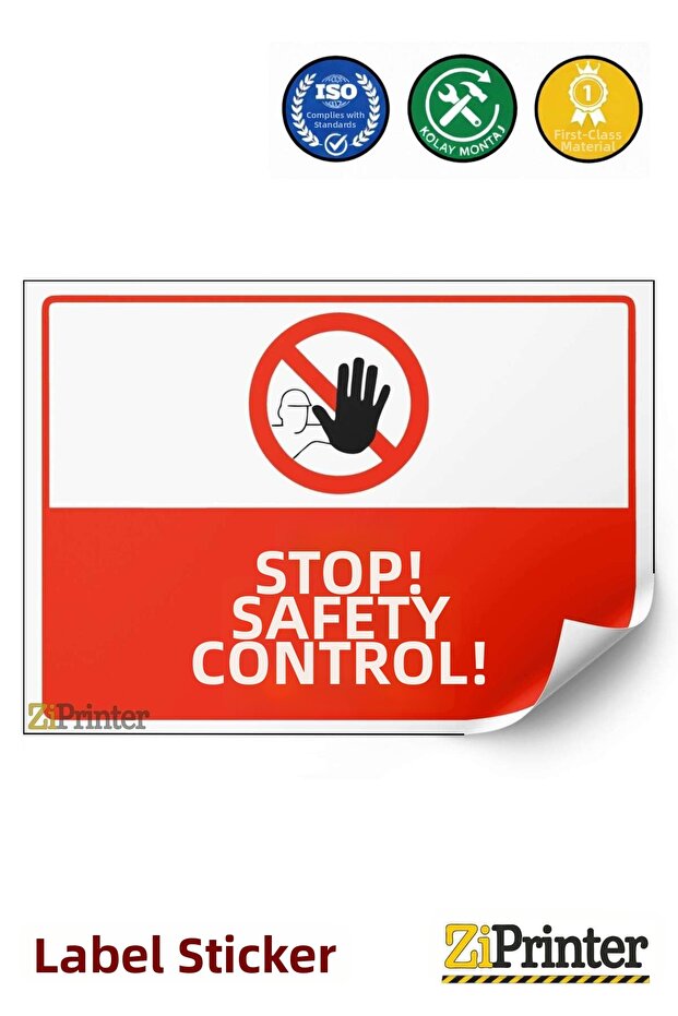 ملصق لافتة تحذيرية للتحكم في الأمان من Dur Safety Control مقاس 15x21 سم