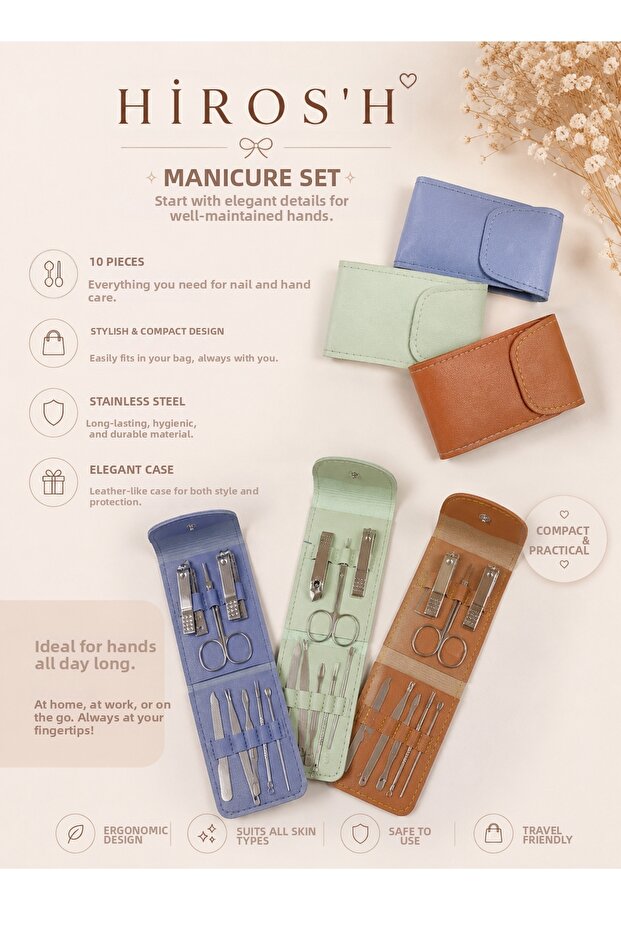 Manicure Set with Leather Bag