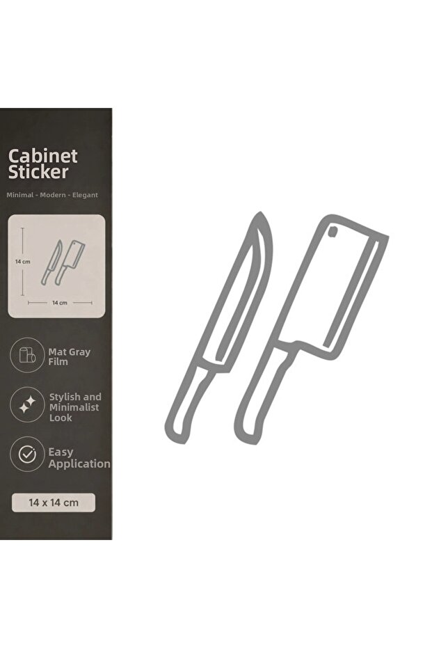 Knife and Cleaver Matte Gray Decorative Foil Sticker 14X14 cm