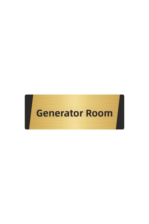 Generator Room Metal Warning Sign 7X20 cm Gold Color