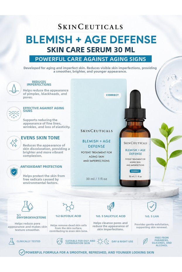 Anti-Aging, Anti-Acne and Blemish-Reducing Skin Serum 30 ml | Blemish + Age Defense
