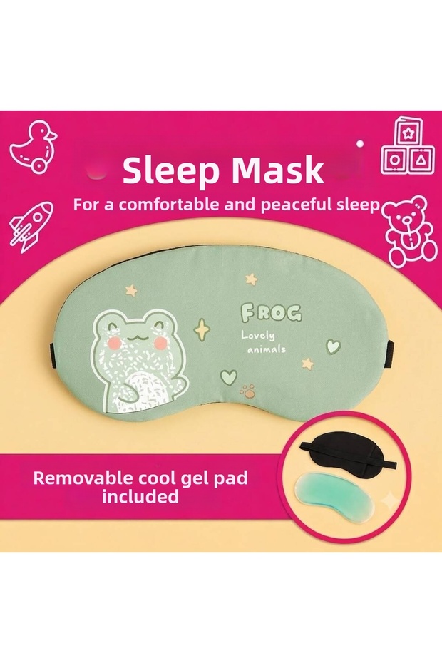 Children's Adult Sleep Mask Animal Patterned Attachable Cold Gel Pad Eye Patch Lightproof Soft Comfortable Elastic Band Sleep Yoga Therapy Eye Mask for Travel Rest and Daily Use