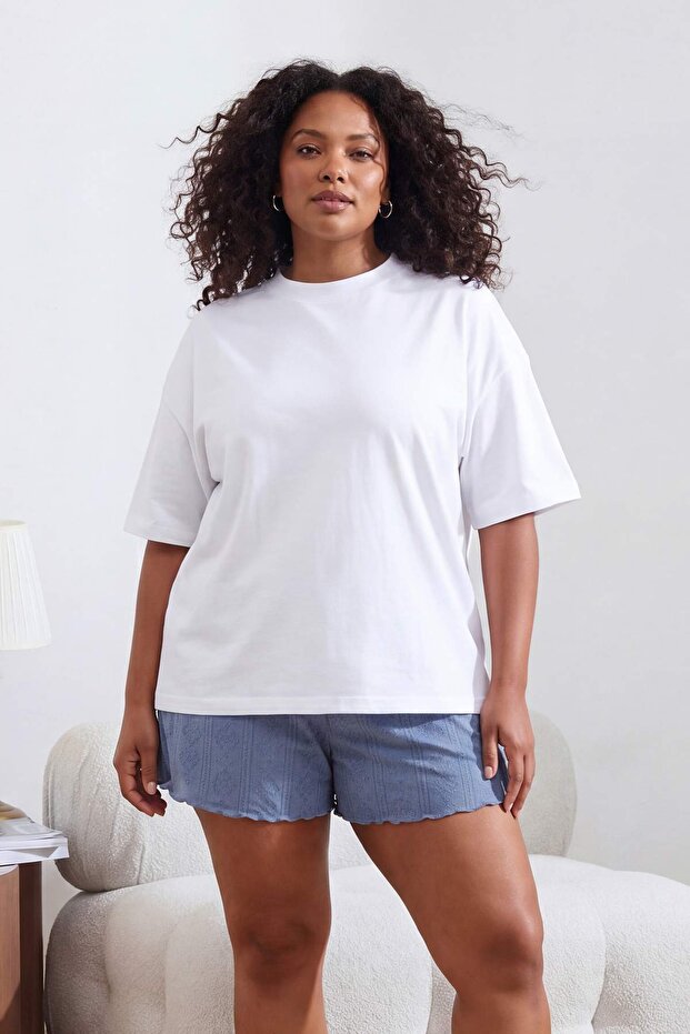 Çok Renkli Pointel 2'li Paket Büyük Beden Pijama Altı TBBSS26IA00001 - 3