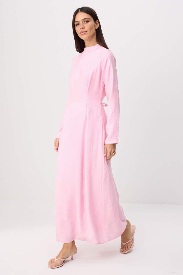 Pembe Astarsız Düz Dokuma Elbise&Tulum Modal Kumaş Tesettür Elbise TCTSS26EB00004 - 1