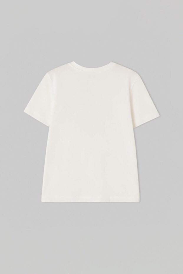 Ekru Düz Örme Kız Çocuk T-Shirt TKDSS26TS00079 - 6