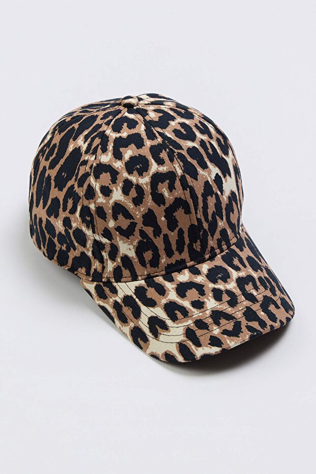 Kahverengi Leopar Desenli Kadın Şapka TAKSS26SP00015 - 5