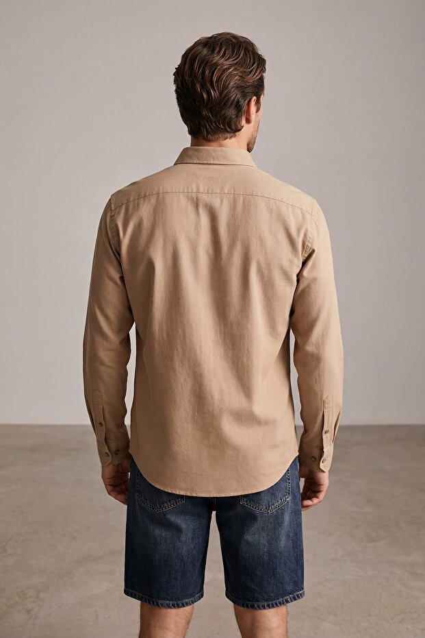 Camel Normal Kalıp/Regular Fit Terletmez Kırışmaz Erkek Gömlek TMNSS26GO00044 - 3