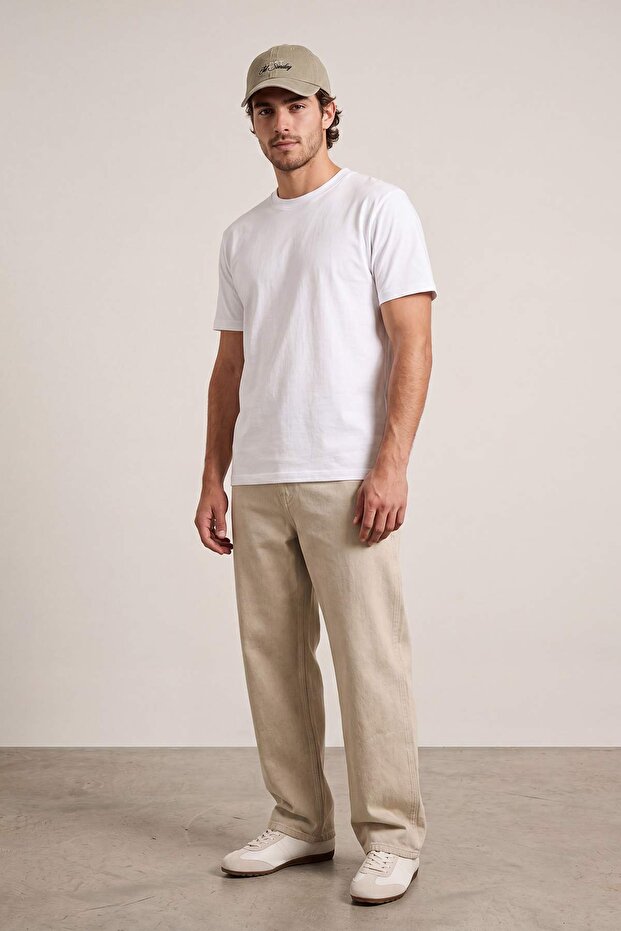 Grimelanj-Siyah-Beyaz-Haki-Lacivert 5'li Slim/Dar 5'li Paket %100 Tok Kumaş T-shirt TMNAW20TS0243 - 4