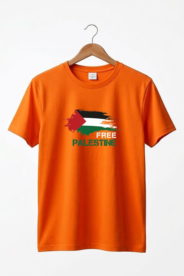 Free Palestine Free Palestine Printed 100% Cotton Premium Orange T-Shirt
