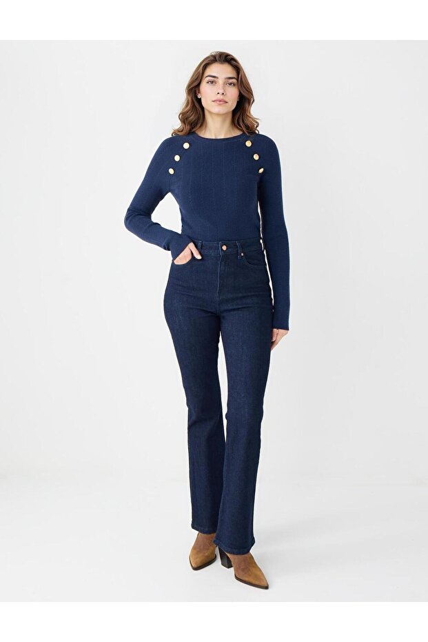 Mid Rodeo High Waist Wide Leg Long Denim Pants