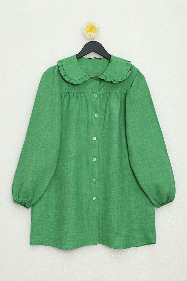 Baby Collar Buttoned Tunic - Light Green