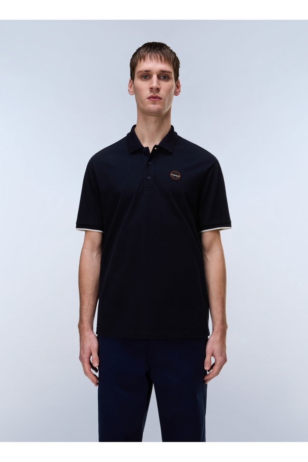 E-Badge Ss 1-Np0A4Gac1761 Navy Blue Men's Polo T-Shirt