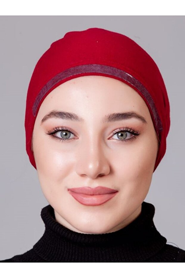 غطاء رأس من القطن الممشط باللون العنابي غير قابل للانزلاق