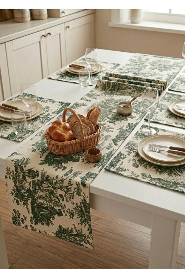 Water Repellent Feature French Country American Service 35X45 cm and Runner Cover Set 40X155 cm