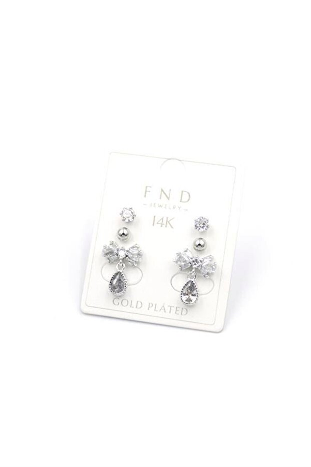 Multi-stone earrings - silver