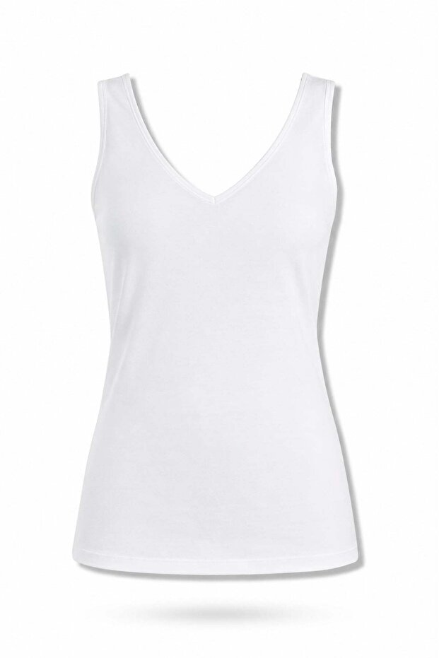 White Lace Back V-Neck Tank Top