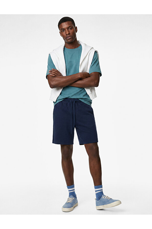Cotton Pocketed Muslin Bermuda Shorts with Tie Waist