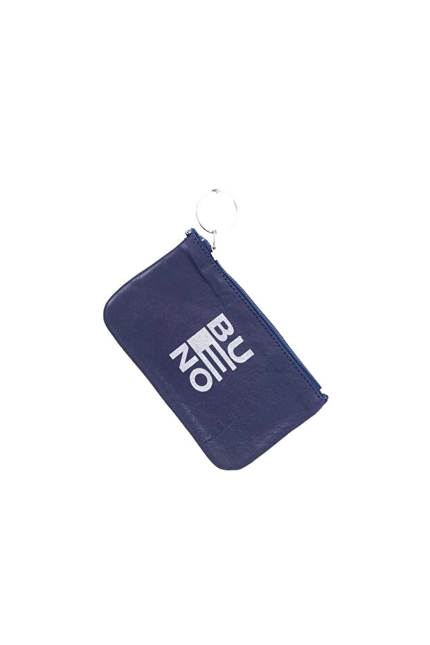 Navy Blue Leather Keychain