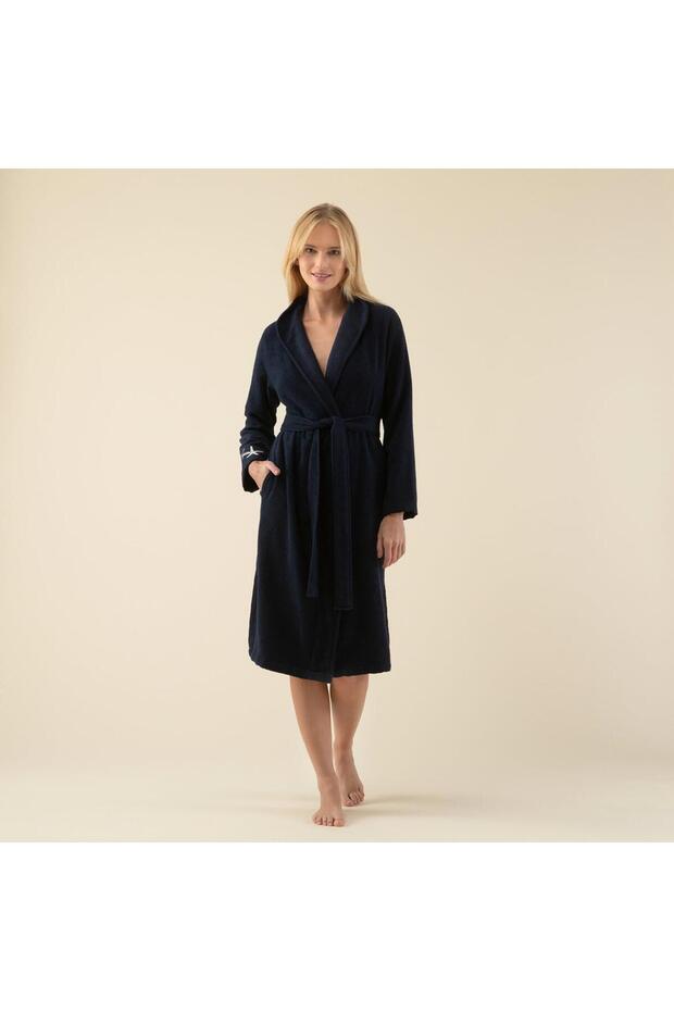 Ladın Bamboo Women's Bathrobe Marın Blue
