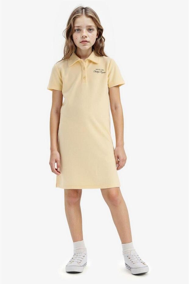 Polo Collar Printed Short Sleeve Summer Dress Girls E2646A825Sm