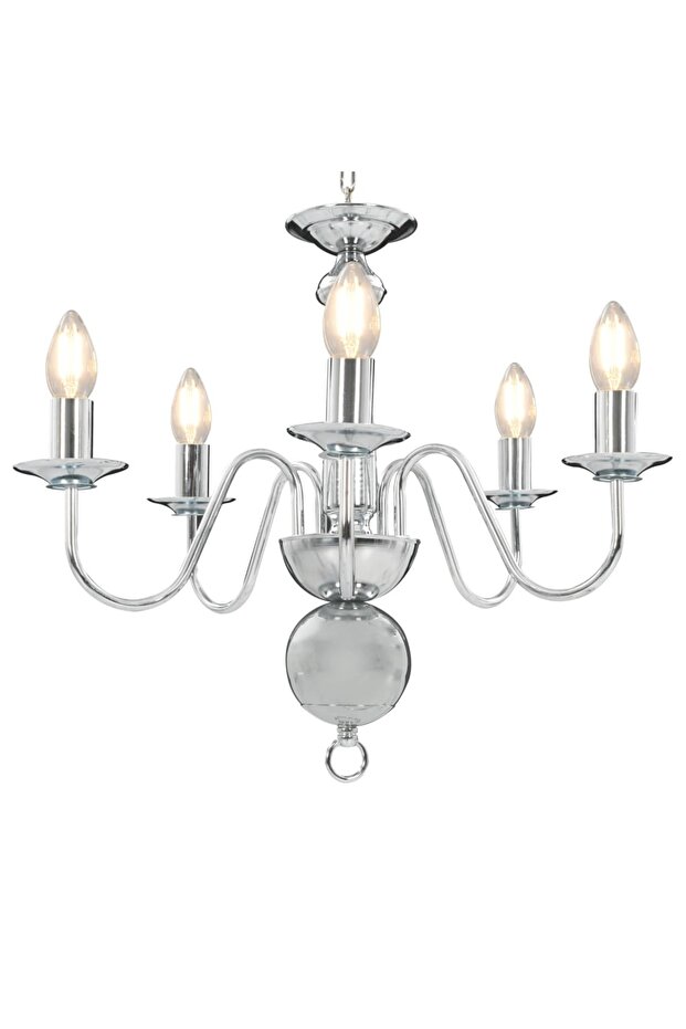 Candelabru, argintiu, 5 becuri E14 - 1