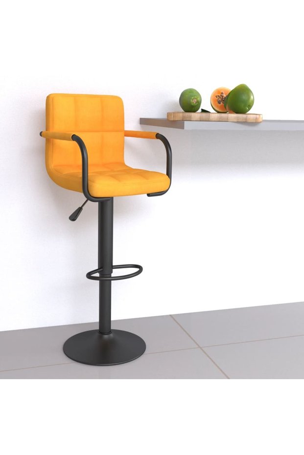 Scaun de bar, galben muștar, material textil