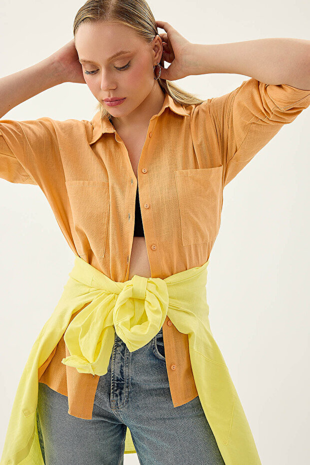 Basic Oversize Front Pocket Shirt - 4