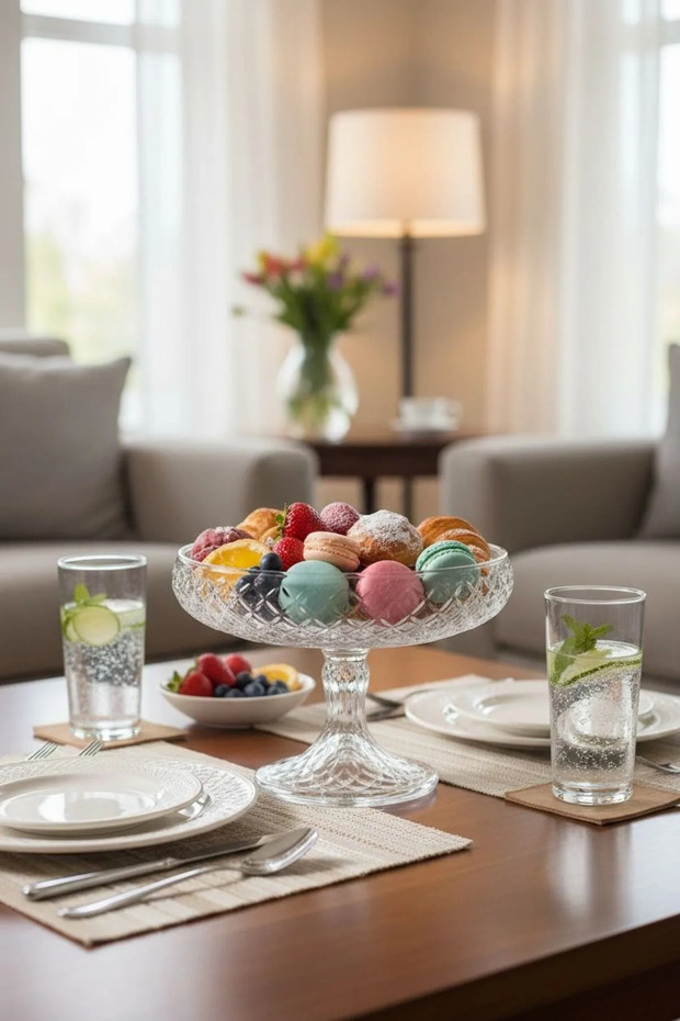 Alegre Footed Glass Salad Bowl | Stylish Presentation and Serving Bowl