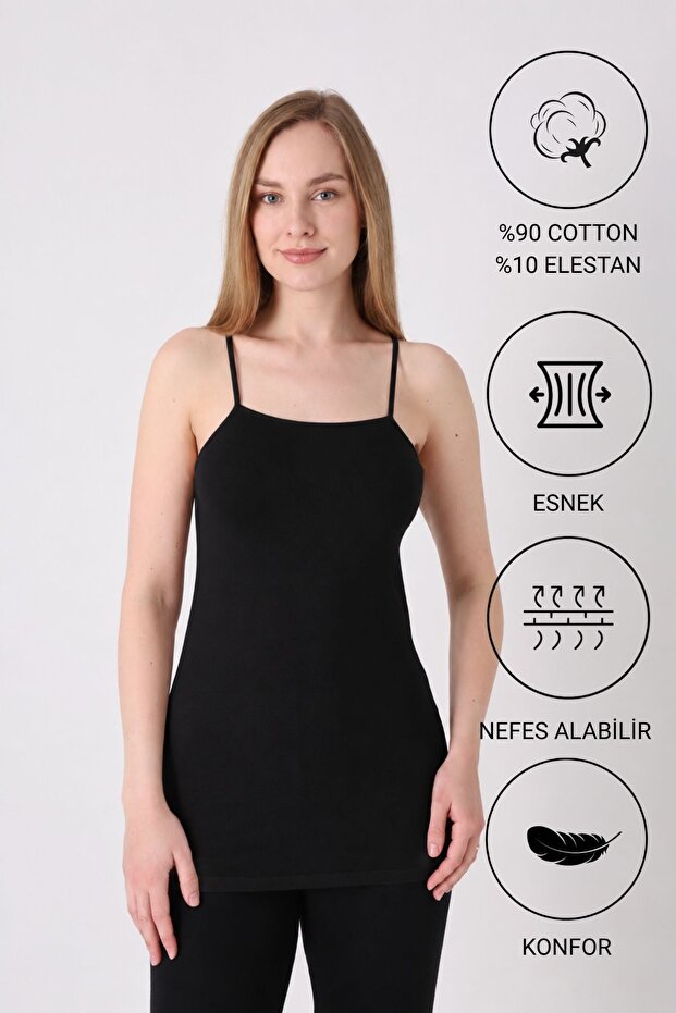 Women's Flat Undershirt with Rope Strap - 90% Cotton (Lilitime)