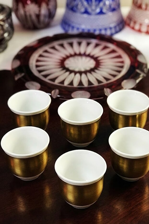 Porcelain Gold Coffee and Mirra Cup Set of 6