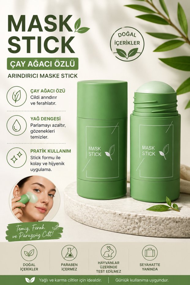 Green Tea Mask - 100% Natural Green Mask - Whitening Blackhead Mask
