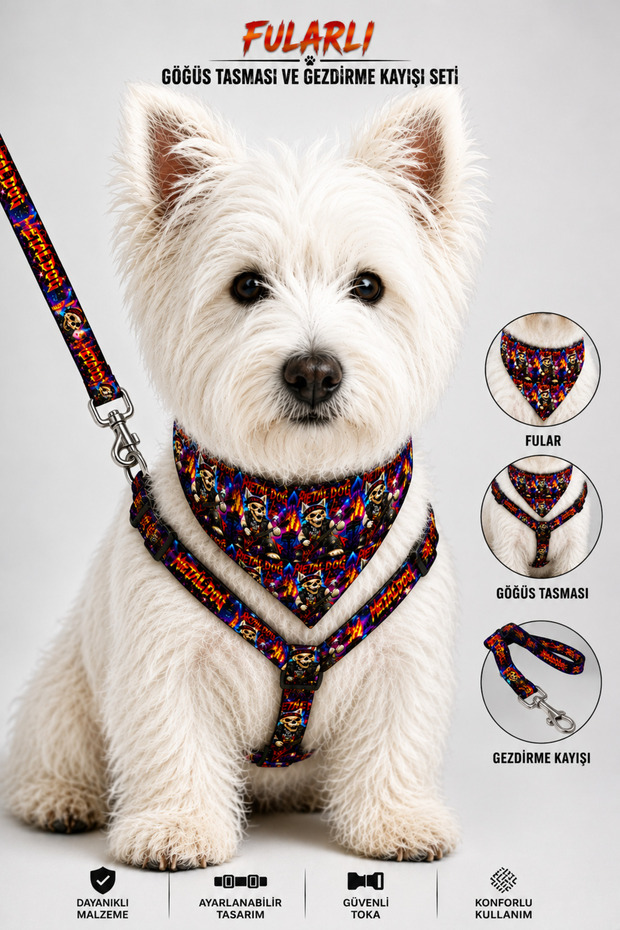 Adjustable Scarf, Chest Harness and Travel Strap Set of 3
