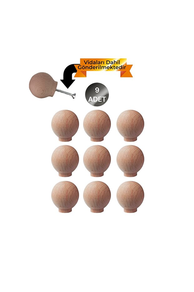 9 Pcs Globe Wooden Handle Luxury Country Kitchen Furniture Cabinet Drawer Handle 3301000000826