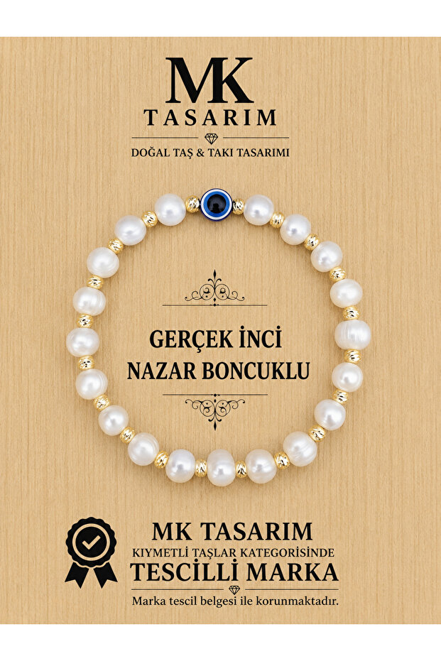Genuine Pearl Bracelet - with Evil Eye Beads Mk.7000.801