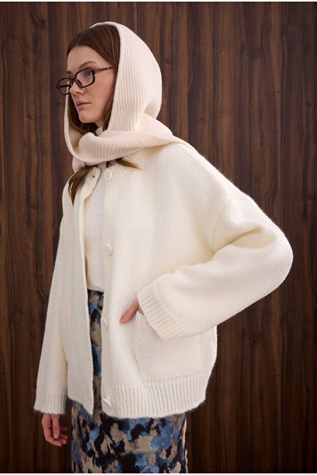 Alpaca Short Cardigan Ecru