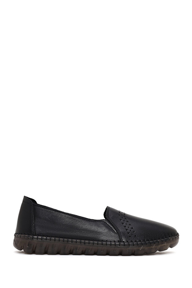 Women's Black Leather Comfort Shoes 26Pfd501318