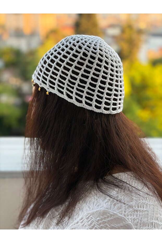 Hair Accessory Beach Accessory White Crochet Cap Hat Bandana