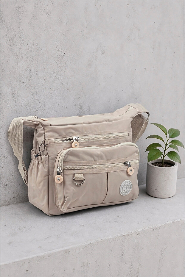 Crinkle / Clinkir Waterproof Fabric Multi-Eye Cross Sleeve And Shoulder Messenger Bag Stone Color 9507
