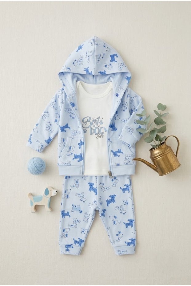 Baby Boy Suit with Dog Pattern