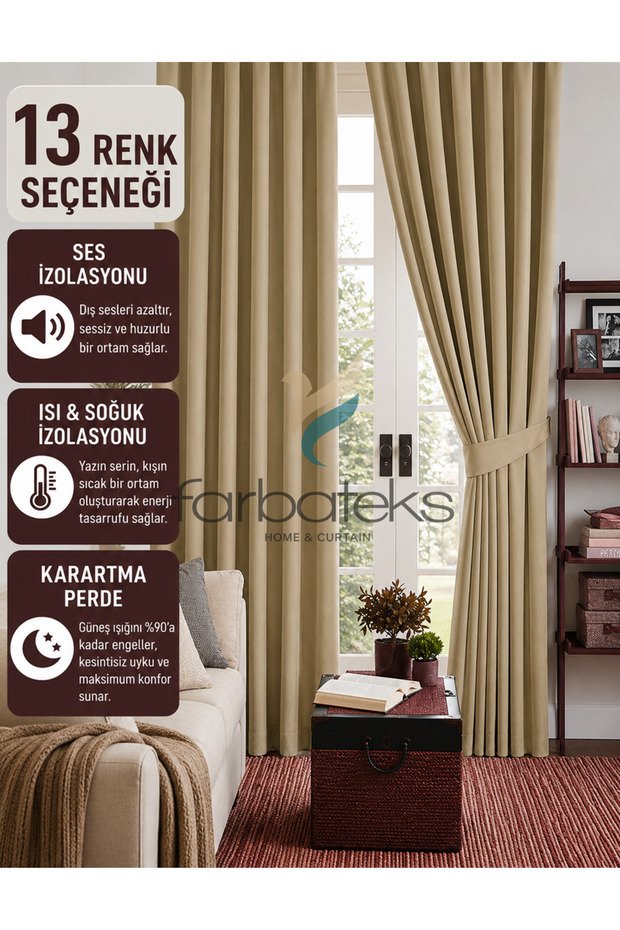 Beige Mink Thick Sunshade Blackout Blackening Background Curtain Flat Planting