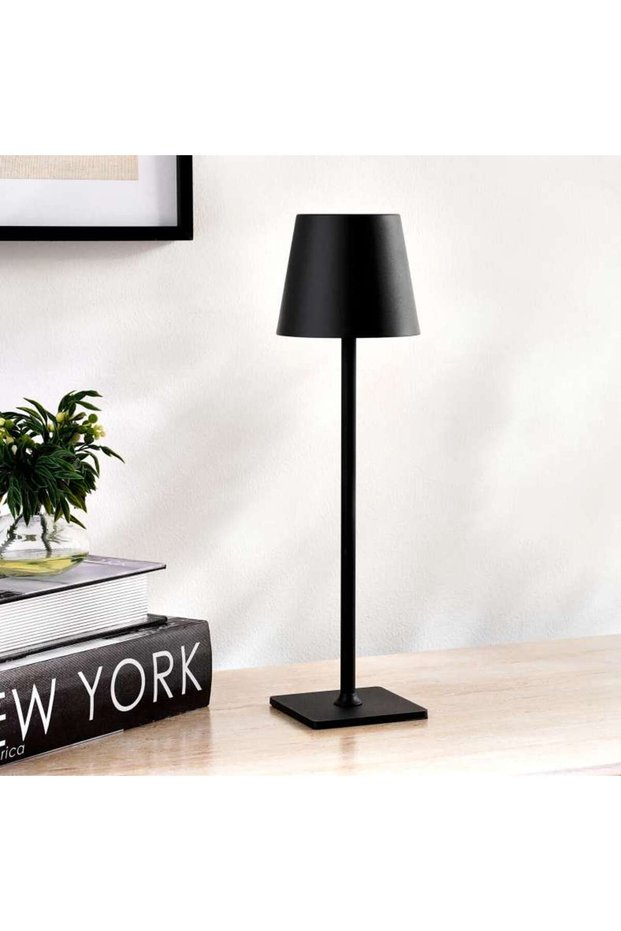 Levin Led Cordless Mini Table Lamp 5w Touch Dimmer Rechargeable Usb Type-c 13x28cm - Black