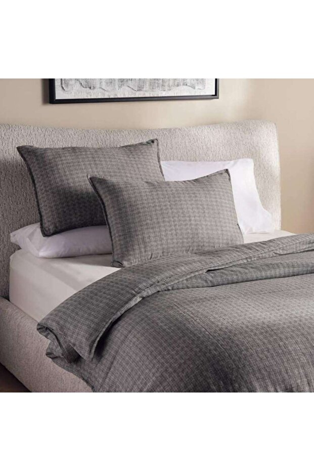 Serene Check 3-piece Super King Duvet Cover Set 260x220cm - Anthracite